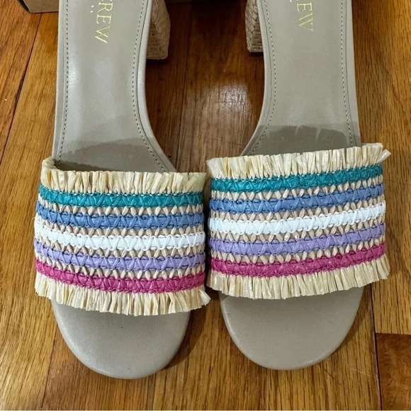 J.Crew Rainbow Raffia Woven mule heels 8 - Picture 6 of 8